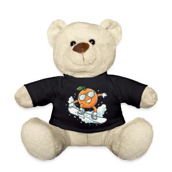 Coole Snowboard Orange mit Sonnenbrille - Teddy - Schwarz - Vorne