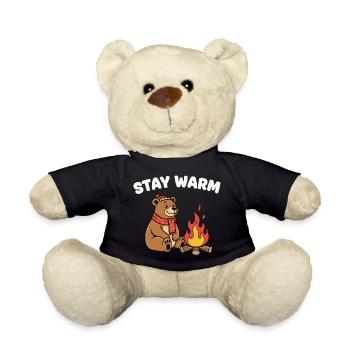 Winterbär am Lagerfeuer - Teddy - Schwarz - Vorne