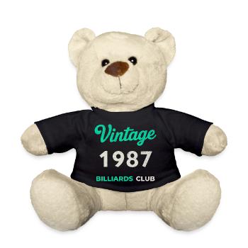 Vintage 1987 – Billiards Club Retro Birth Year - Teddy Bear - black - Front