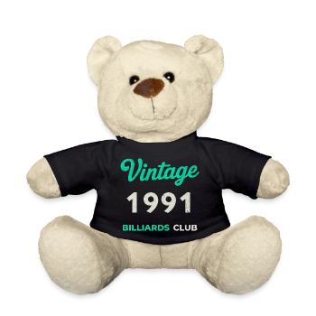 Vintage 1991 – Club de billard rétro Année de naissance - Nounours - noir - Devant