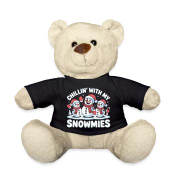 Cute Festive Snowmen Chillin With My Snowmies - Teddy Bear - black - Front