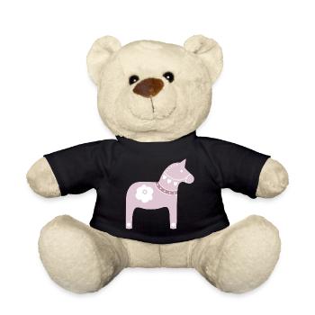 Dalapferd rosa Schweden Weihnachten Tradition Holz - Teddy - Schwarz - Vorne