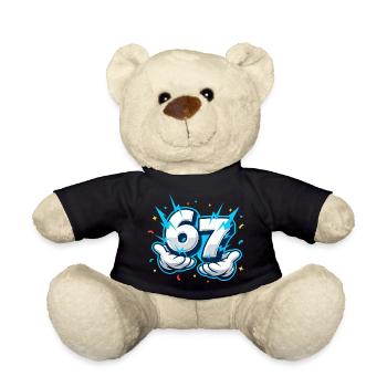 67 Six Seven Meme Funny Gift Teen - Teddy Bear - black - Front