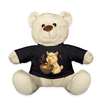 Alpaca with noodles ramen kawaii alpaca - Teddy Bear - black - Front