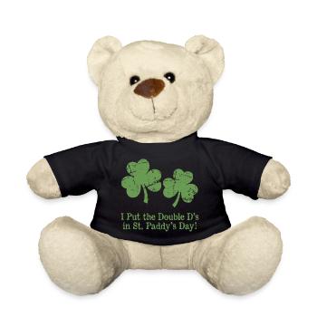 St. Patrick's Day Humor Double D Shamrocks - Teddy - Schwarz - Vorne