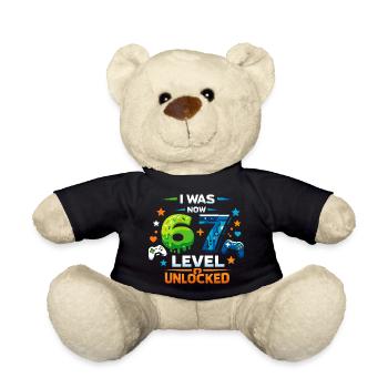 I was 6 Now Level 7 - 67 six seven - Teddy Bear - black - Front