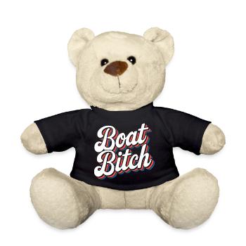 Funny Retro Boat Life Typography - Teddy Bear - black - Front