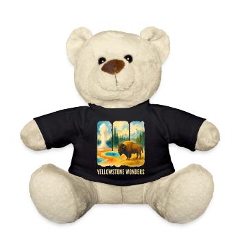 Mountain Landscape with Volcano - Teddy Bear - black - Front