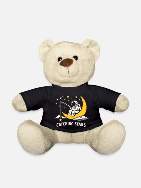 Astronaute à la pêche aux étoiles sur la Lune - Nounours - noir
