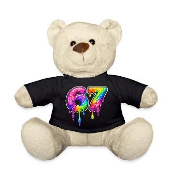 67 Six Seven Meme Gen Alpha Slang - Teddy Bear - black - Front