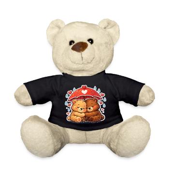 Kuschelbären unter Herzregen - Teddy - Schwarz - Vorne