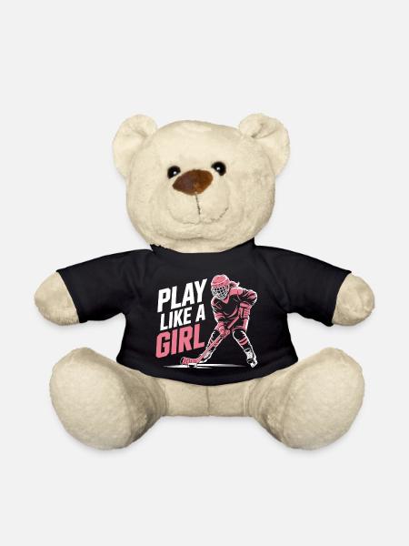 Eishockey Mädchen Shirt – Play Like A Girl - Teddy - Schwarz