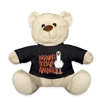 Warning Socially Awkward Möwe Mittelfinger Frech - Teddy - Schwarz - Vorne