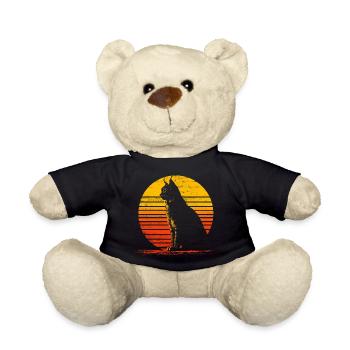 Luchs Katze Retro Wildkatze Design Naturfreund - Teddy - Schwarz - Vorne