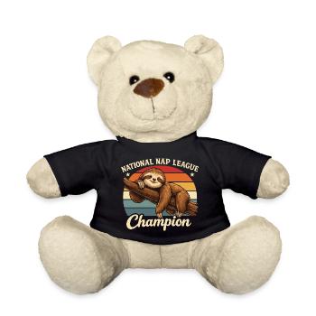 Nap Champion Sloth Shirt Funny Lazy Gift - Teddy - Schwarz - Vorne