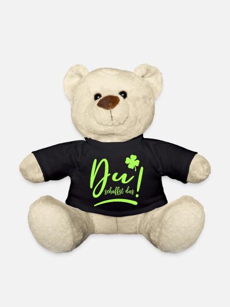 Du schaffst das! Glücksbringer Mutmacher neon - Teddy - Schwarz