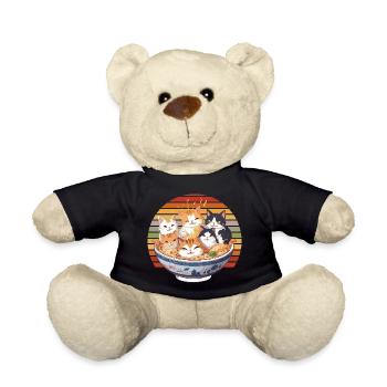 Katzen In Ramen Bowl Kawaii Nudel Fan - Teddy - Schwarz - Vorne