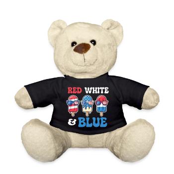 Rot, Weiß, Blau, Patriotischer Vierter Juli - Teddy - Schwarz - Vorne