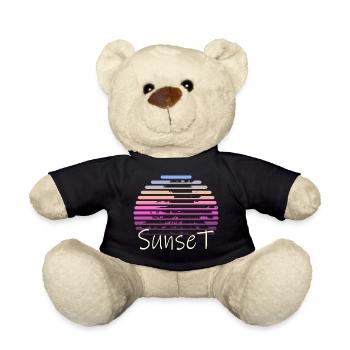 Sunset Palm Trees - Teddy Bear - black - Front