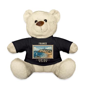 Frankreich Saint-Malo Vintage Reisemarke - Teddy - Schwarz - Vorne