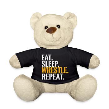 Eat, Sleep Wrestle Wiederholung – Wrestler Grappling - Teddy - Schwarz - Vorne