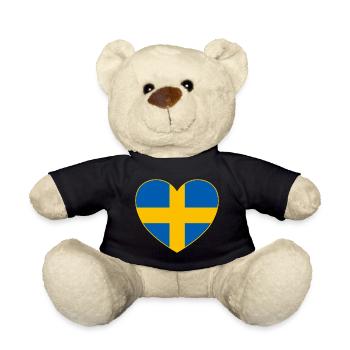 Schweden Flagge Herz - Teddy - Schwarz - Vorne