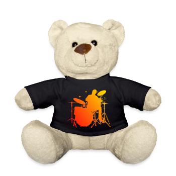Schlagzeugspieler Batteur Schlagzeuger Batterie Kit - Nounours - noir - Devant