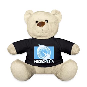 Flagge Mikronesiens mit Delfin und Hammerhai - Teddy - Schwarz - Vorne
