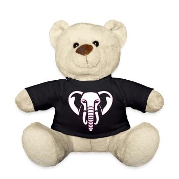 Elephant Majesty: elephant's head print, pink - Teddy Bear - black - Front