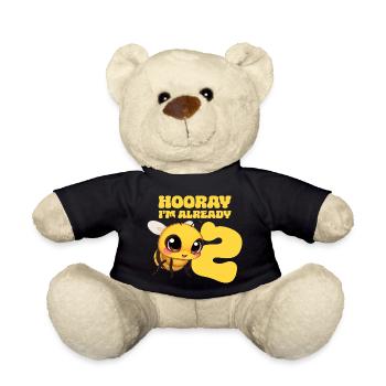 Abeille 2 ans Anniversaire - Hourra j’ai déjà 2 ans - Nounours - noir - Devant