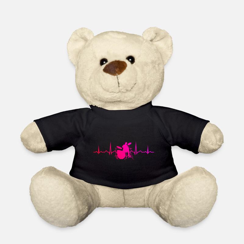 Drummer Men Women Drums Drum Kit - Teddy Bear - black