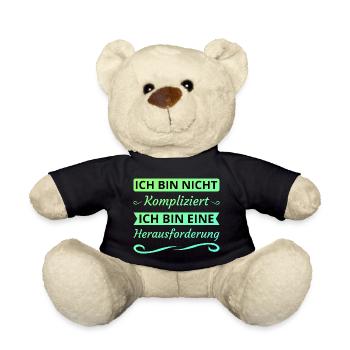 Ich bin nicht kompliziert Lustiger Spruch Humor - Teddy - Schwarz - Vorne