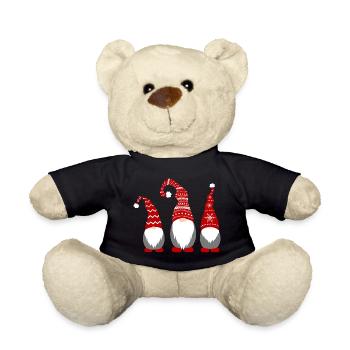 3 elves with caps dwarves Christmas Christmas - Teddy Bear - black - Front