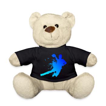 Handballspieler Damen Herren Handballer Handball - Teddy - Schwarz - Vorne