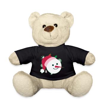 Snowman Smiling Face - Teddy Bear - black - Front