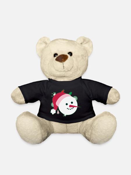 Snowman Smiling Face - Teddy Bear - black