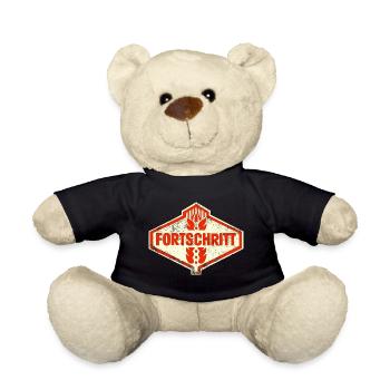 DDR FORTSCHRITT Retro Logo Ostalgie LPG - Teddy - Schwarz - Vorne