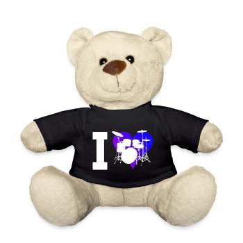 Drums Drummer Drum Kit Women Perkussioni - Teddy Bear - black - Front