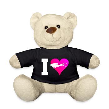Diving Men Free Dive Diving Scuba Diver - Teddy Bear - black - Front