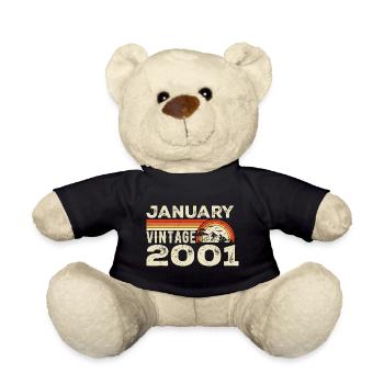 January 2001 Vintage Birthday 2001, Born in 2001 - Teddy Bear - black - Front