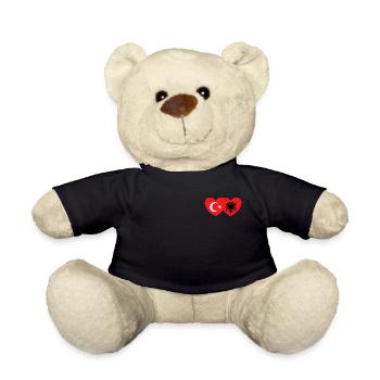 Turquie Albanie Drapeau Coeur - Nounours - noir - Devant