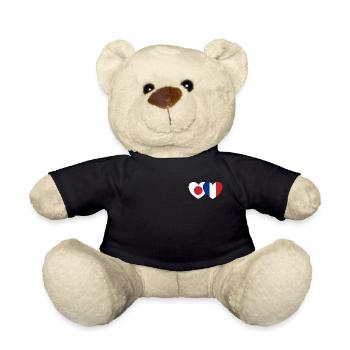 Japon France Flag Coeur - Nounours - noir - Devant