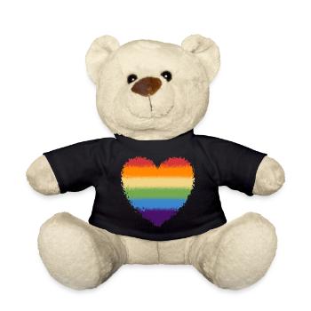 Regenbogen Herz Logo verwirbelt - Teddy - Schwarz - Vorne