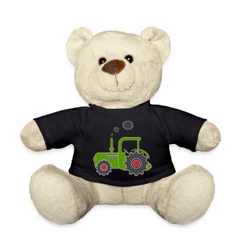 Green Tractor - Teddy Bear - black - Front
