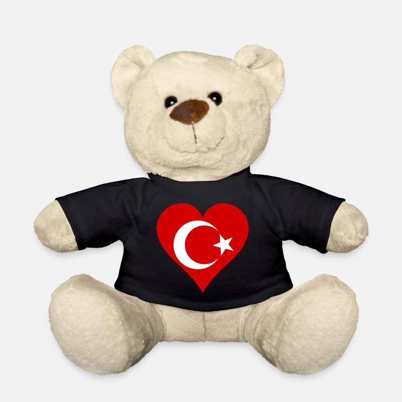 Drapeau turc comme coeur - Nounours - noir