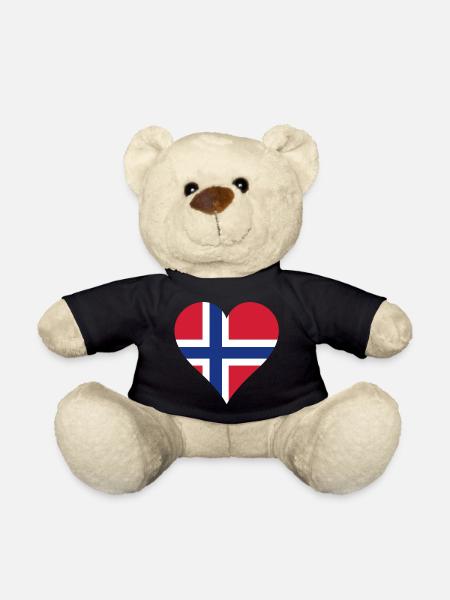 Norwegen als Herz - Teddy - Schwarz