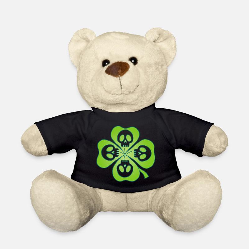Têtes de mort et trèfle à quatre feuilles - Nounours - noir