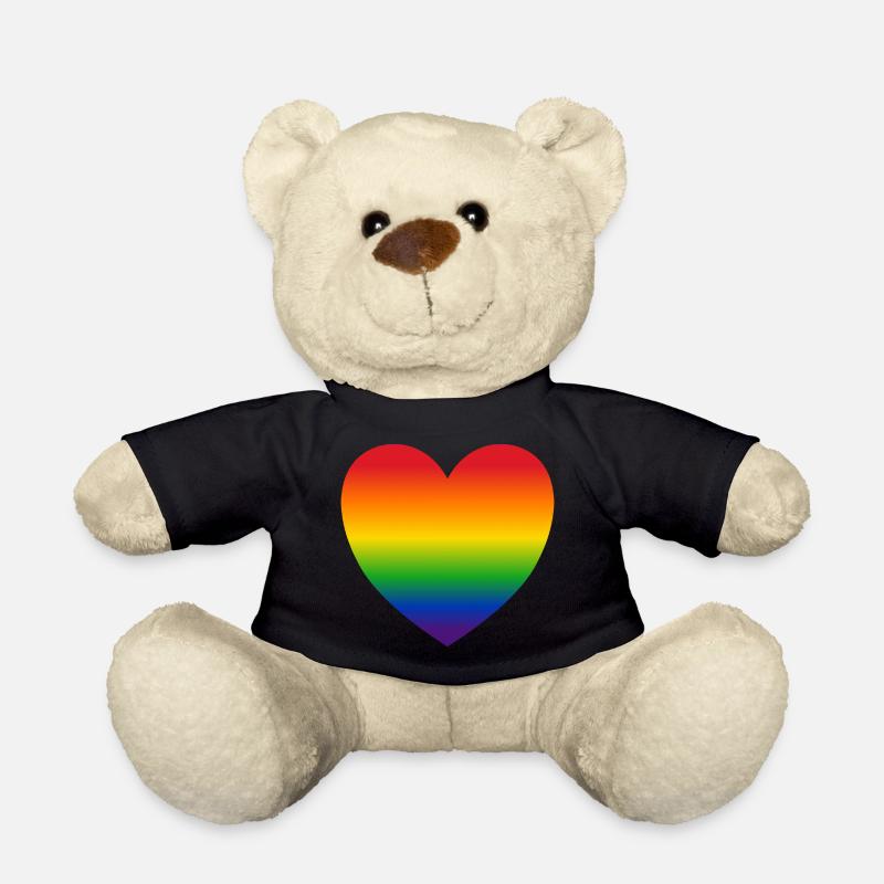 Heart Rainbow Colors Gift - Teddy Bear - black