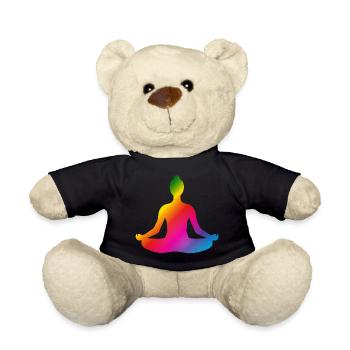 radiant colorful yoga position silhouette - Teddy Bear - black - Front