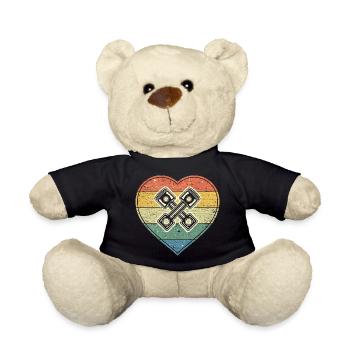 Vintage heart with crossed engine pistons - Teddy Bear - black - Front